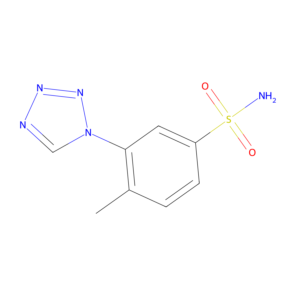 4-methyl-3-(1H-1,2,3,4-tetrazol-1-yl)benzene-1-sulfonamide molecular structure, CAS 1094460-91-9