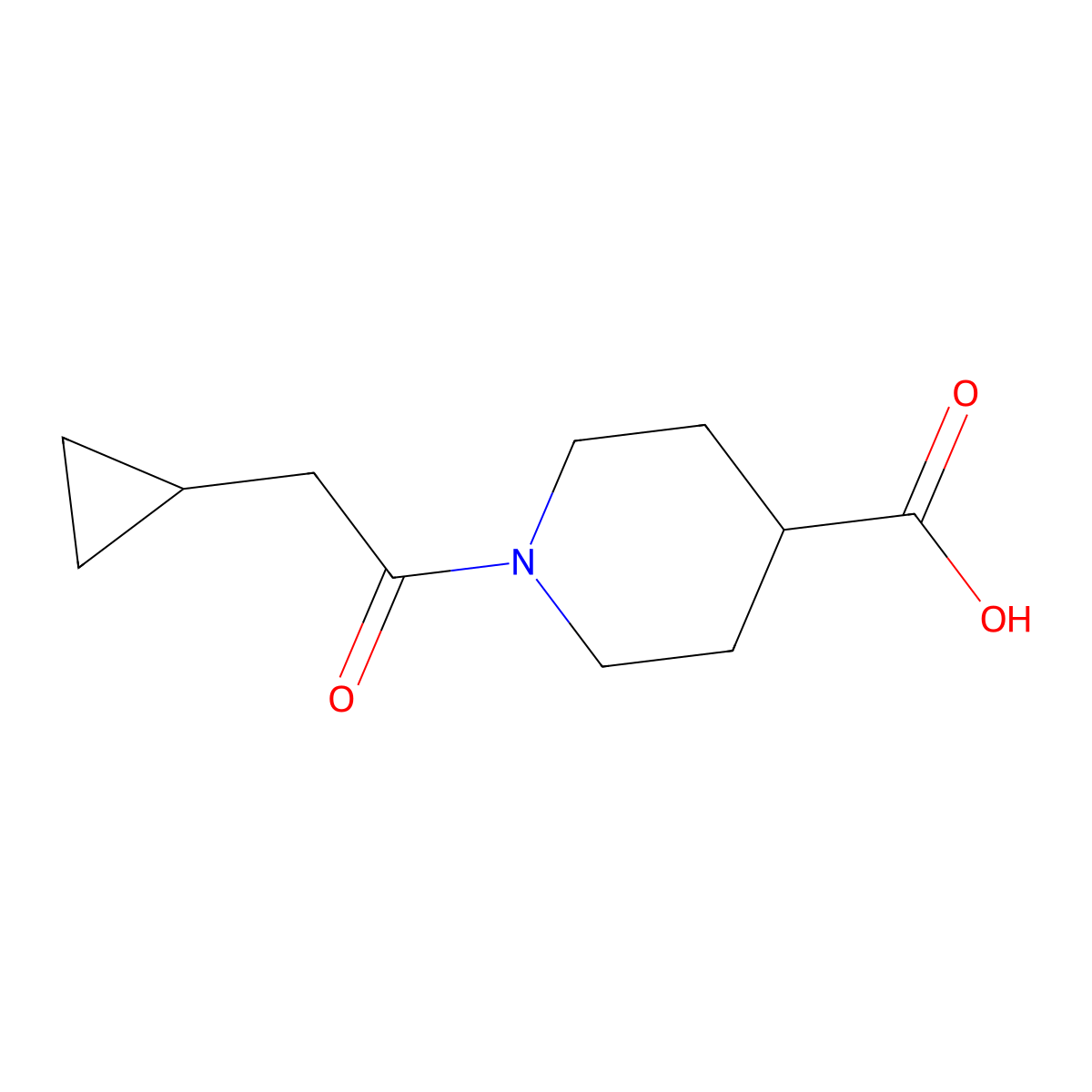 1-(2-Cyclopropylacetyl)piperidine-4-carboxylicacid molecular structure, CAS 1094463-71-4