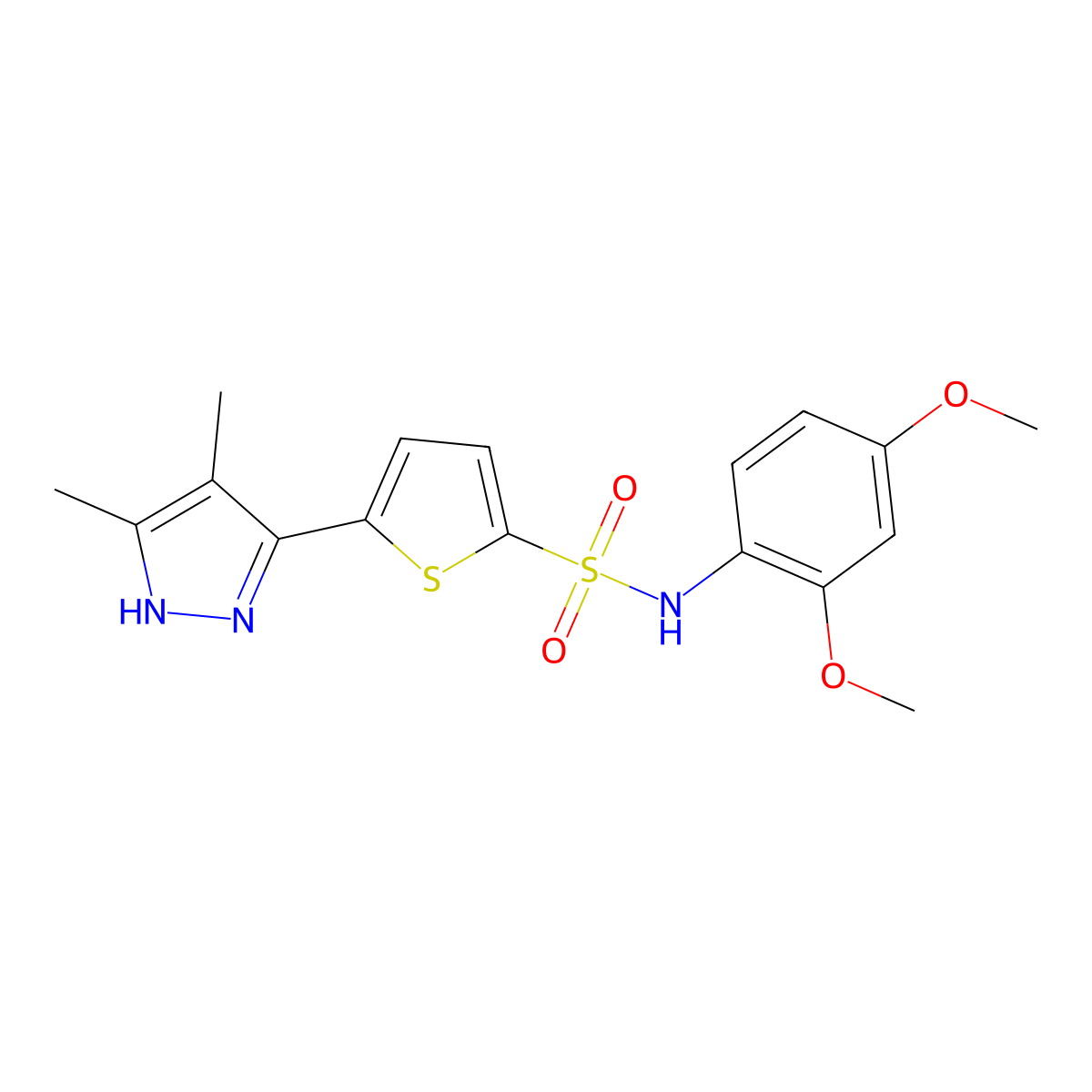 N-(2,4-dimethoxyphenyl)-5-(3,4-dimethyl-1H-pyrazol-5-yl)thiophene-2-sulfonamide molecular structure, CAS 1094463-87-2