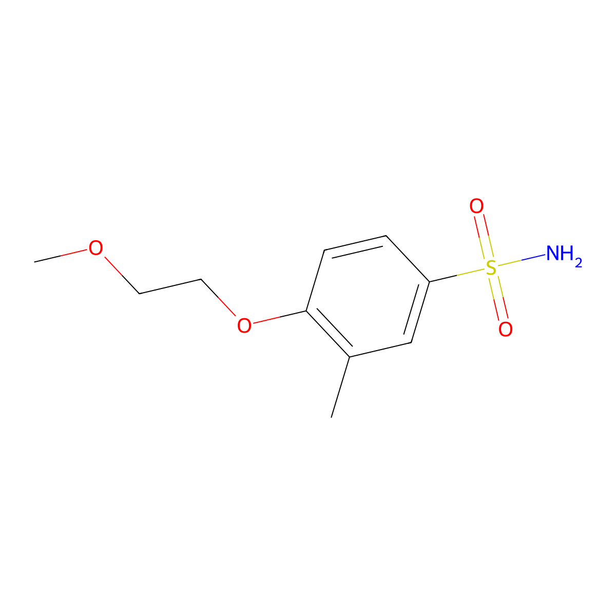 4-(2-Methoxyethoxy)-3-methylbenzene-1-sulfonamide molecular structure, CAS 1094467-52-3