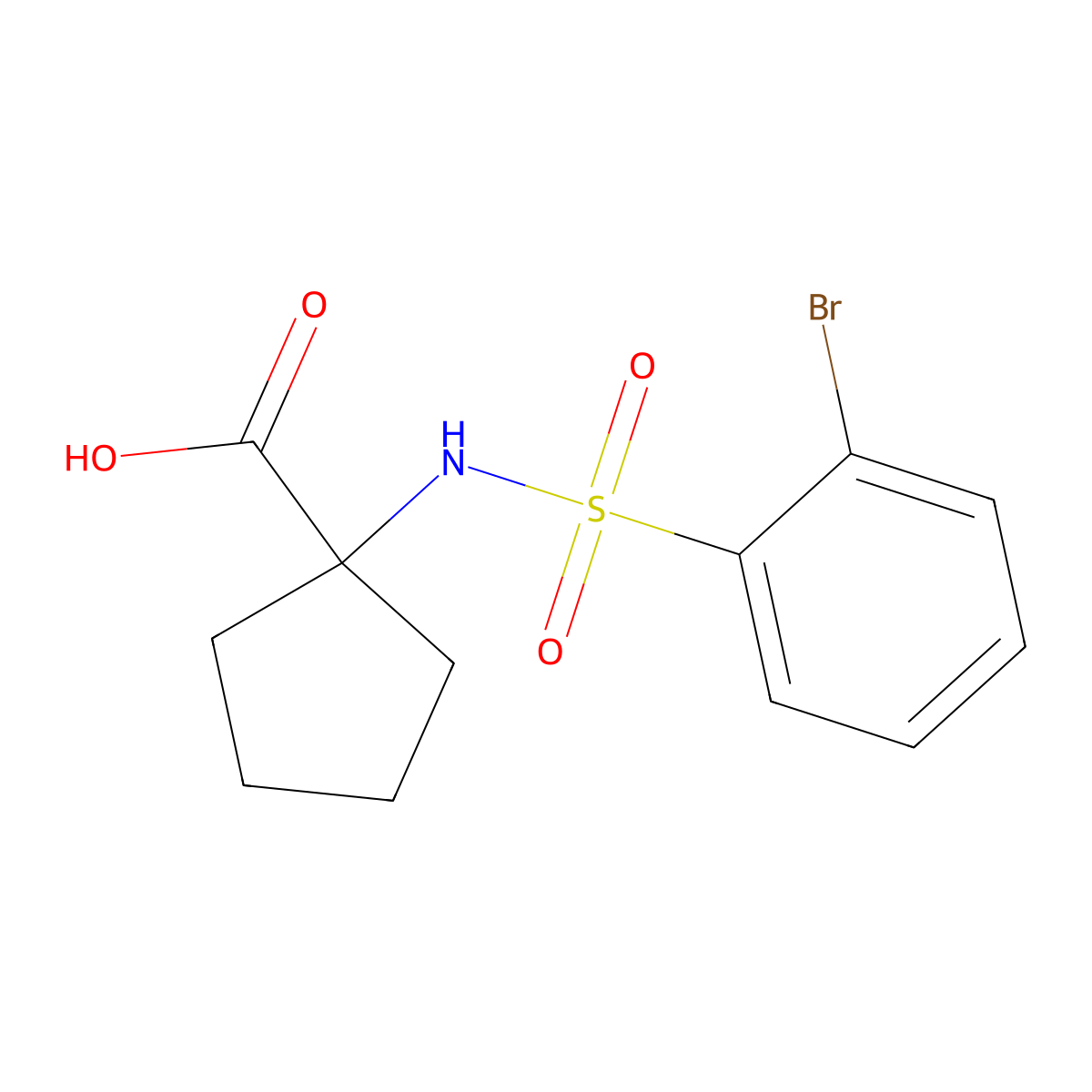 1-(2-Bromobenzenesulfonamido)cyclopentane-1-carboxylicacid molecular structure, CAS 1094472-02-2