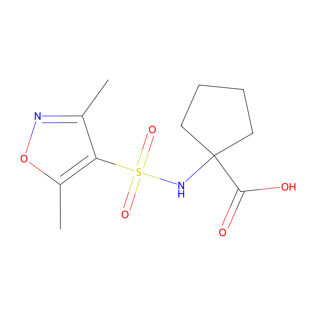 1-(Dimethyl-1,2-oxazole-4-sulfonamido)cyclopentane-1-carboxylic acid molecular structure, CAS 1094472-05-5