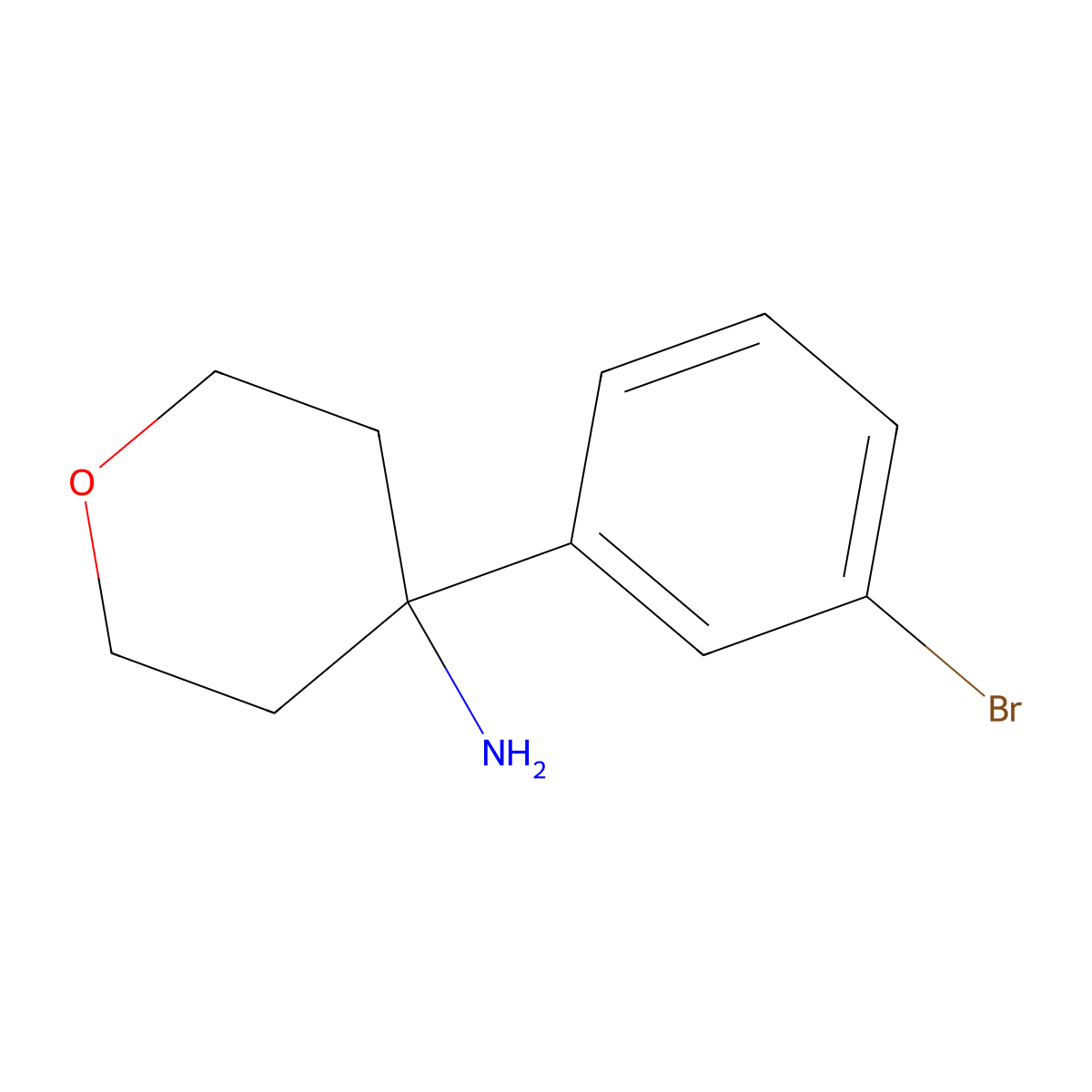 4-(3-Bromophenyl)oxan-4-amine molecular structure, CAS 1094477-13-0