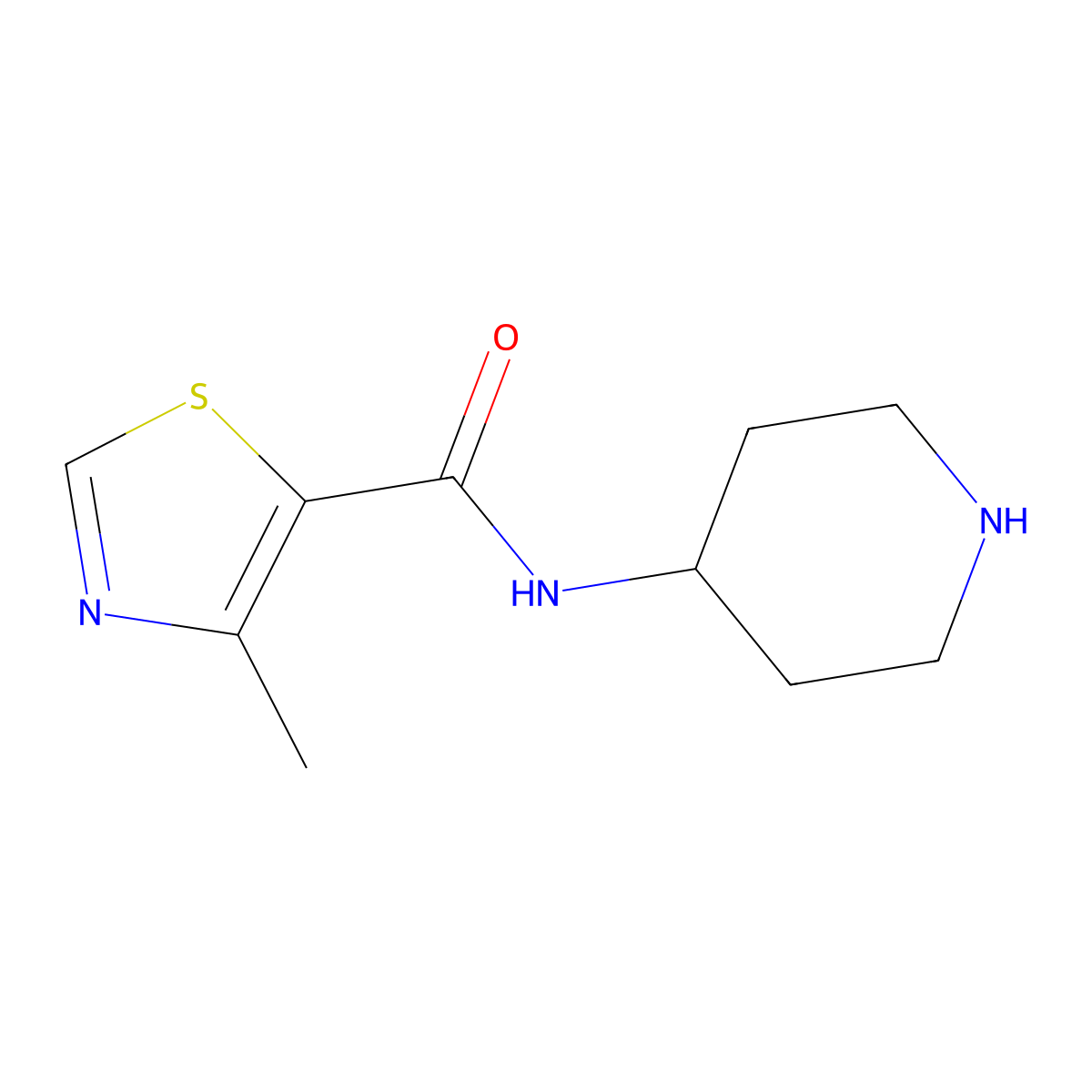 4-methyl-N-(piperidin-4-yl)-1,3-thiazole-5-carboxamide molecular structure, CAS 1094477-20-9