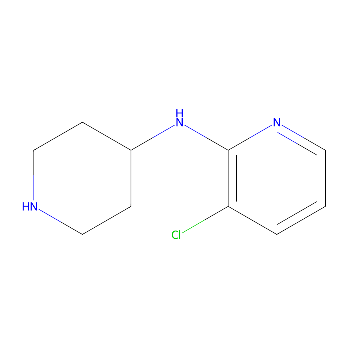3-chloro-N-(piperidin-4-yl)pyridin-2-amine molecular structure, CAS 1094477-31-2