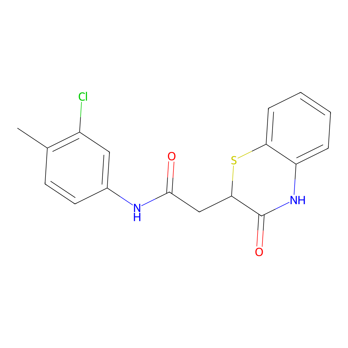 N-(3-chloro-4-methylphenyl)-2-(3-oxo-3,4-dihydro-2H-1,4-benzothiazin-2-yl)acetamide molecular structure, CAS 109448-08-0
