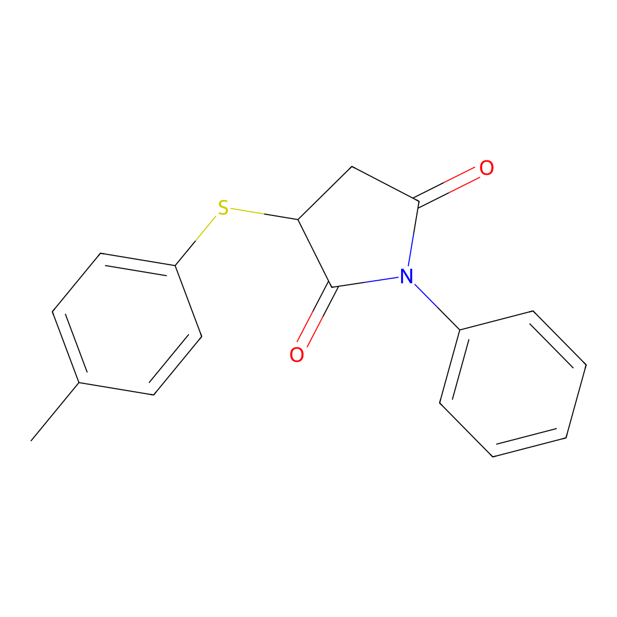 2,5-Pyrrolidinedione, 3-[(4-methylphenyl)thio]-1-phenyl- molecular structure, CAS 109448-23-9