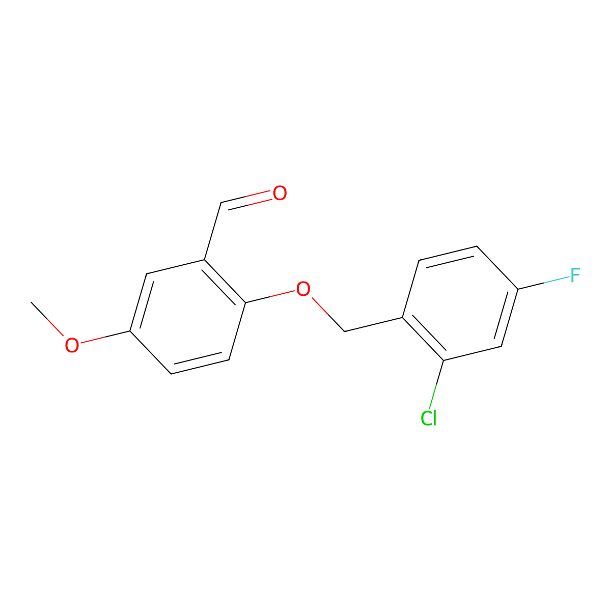 2-((2-Chloro-4-fluorobenzyl)oxy)-5-methoxybenzaldehyde molecular structure, CAS 1094483-22-3