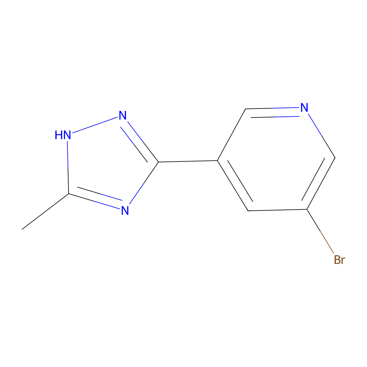 3-Bromo-5-(3-methyl-1H-1,2,4-triazol-5-yl)pyridine molecular structure, CAS 1094483-75-6