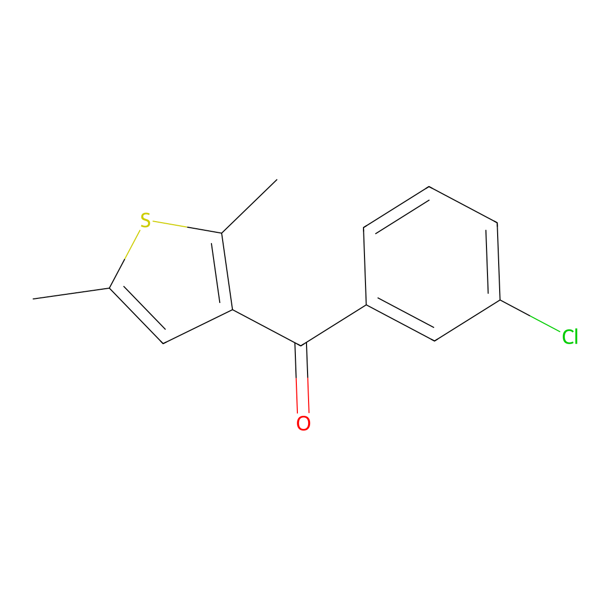 (3-Chlorophenyl)(2,5-dimethylthiophen-3-yl)methanone molecular structure, CAS 1094499-32-7
