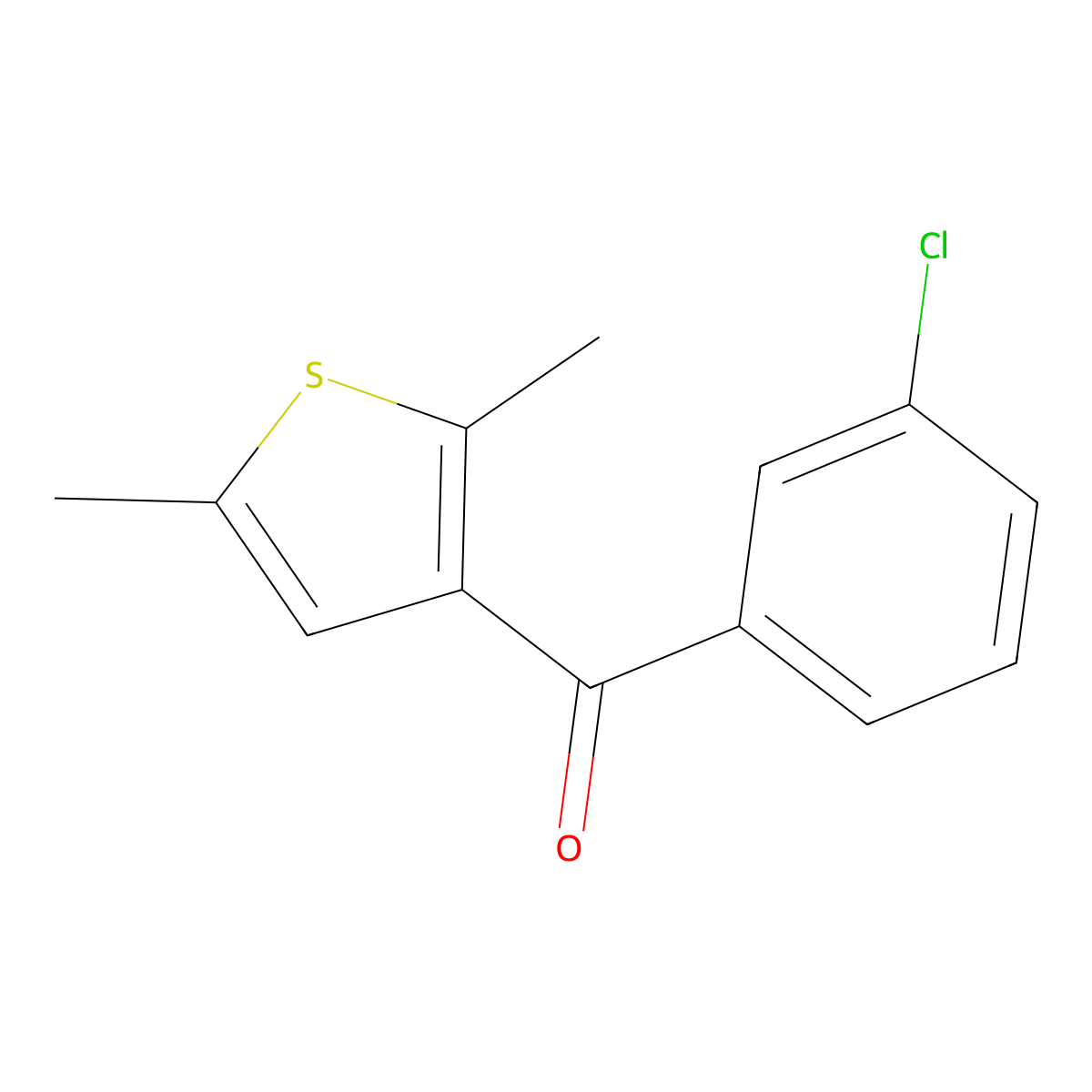 (3-Chlorophenyl)(2,5-dimethylthiophen-3-yl)methanone molecular structure, CAS 1094499-32-7