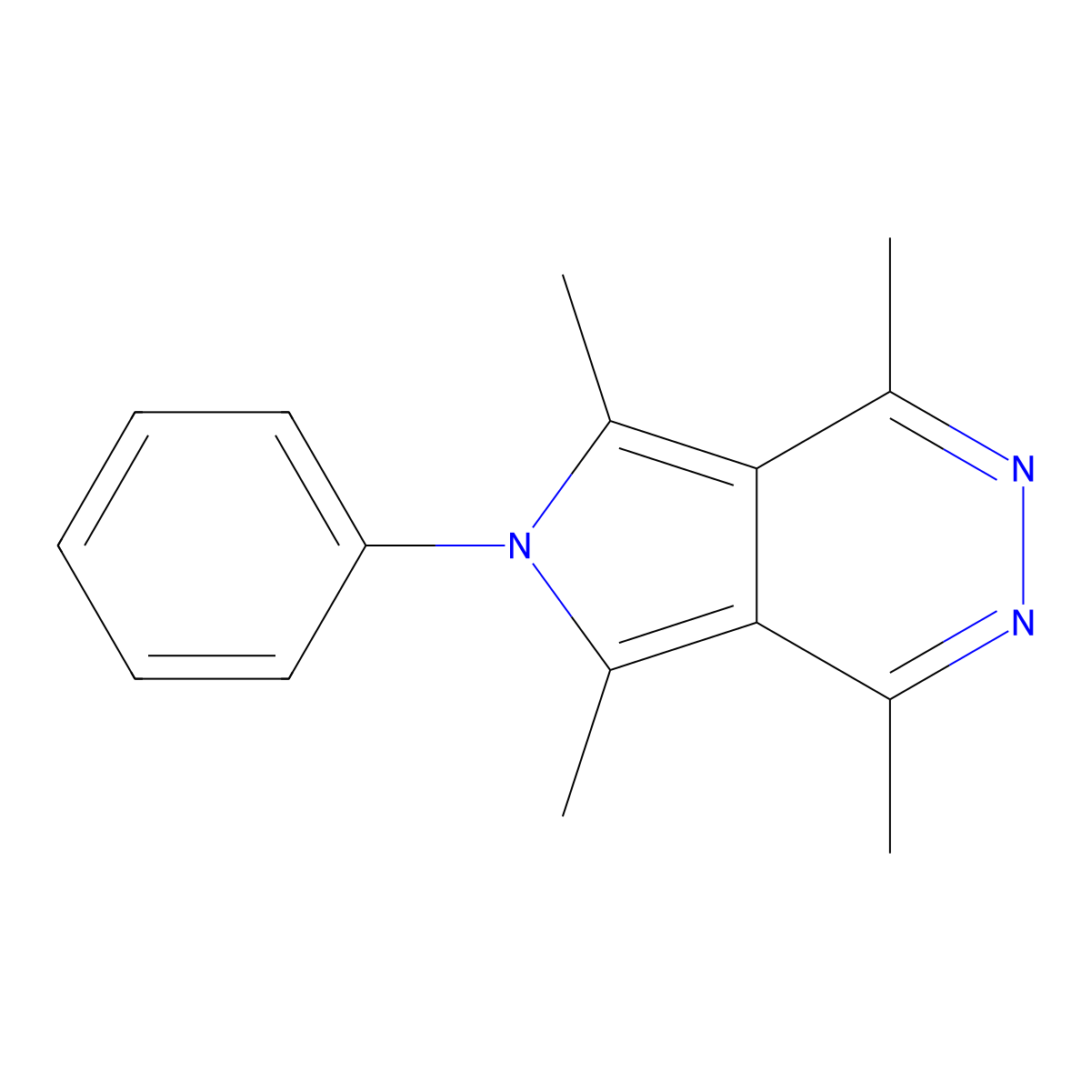 1,4,5,7-tetramethyl-6-phenyl-6H-pyrrolo[3,4-d]pyridazine molecular structure, CAS 109450-25-1