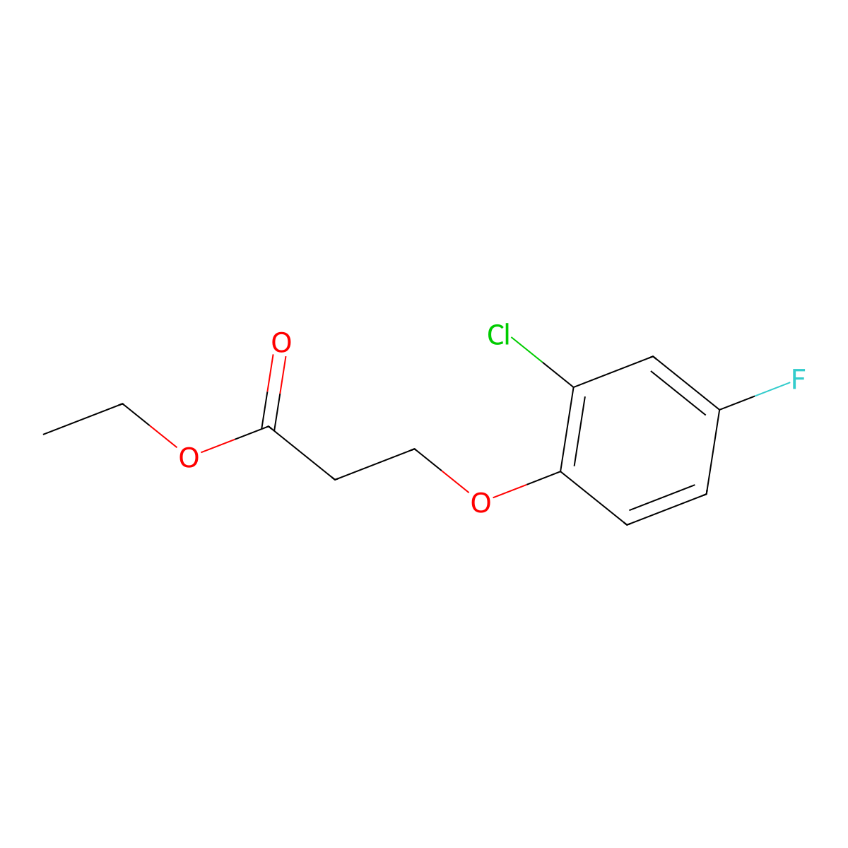 Ethyl 3-(2-chloro-4-fluoro-phenoxy)propanoate molecular structure, CAS 1094502-56-3