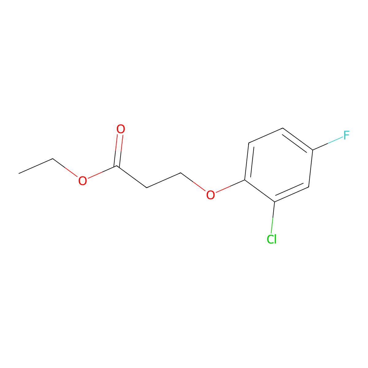 Ethyl 3-(2-chloro-4-fluoro-phenoxy)propanoate molecular structure, CAS 1094502-56-3