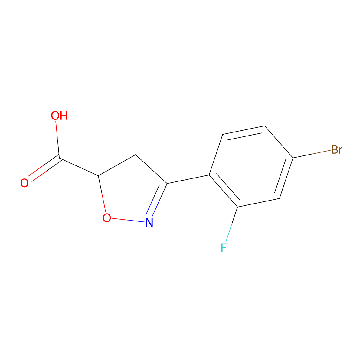 3-(4-Bromo-2-fluorophenyl)-4,5-dihydro-1,2-oxazole-5-carboxylic acid molecular structure, CAS 1094502-97-2