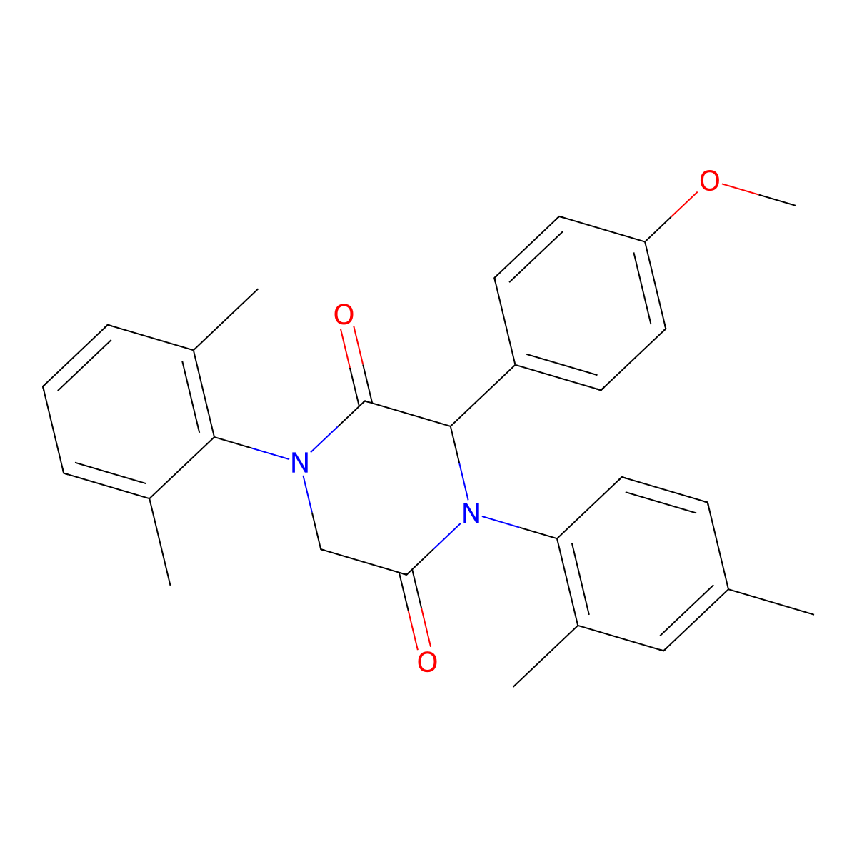 4-(2,4-Dimethylphenyl)-1-(2,6-dimethylphenyl)-3-(4-methoxyphenyl)piperazine-2,5-dione molecular structure, CAS 1094507-43-3