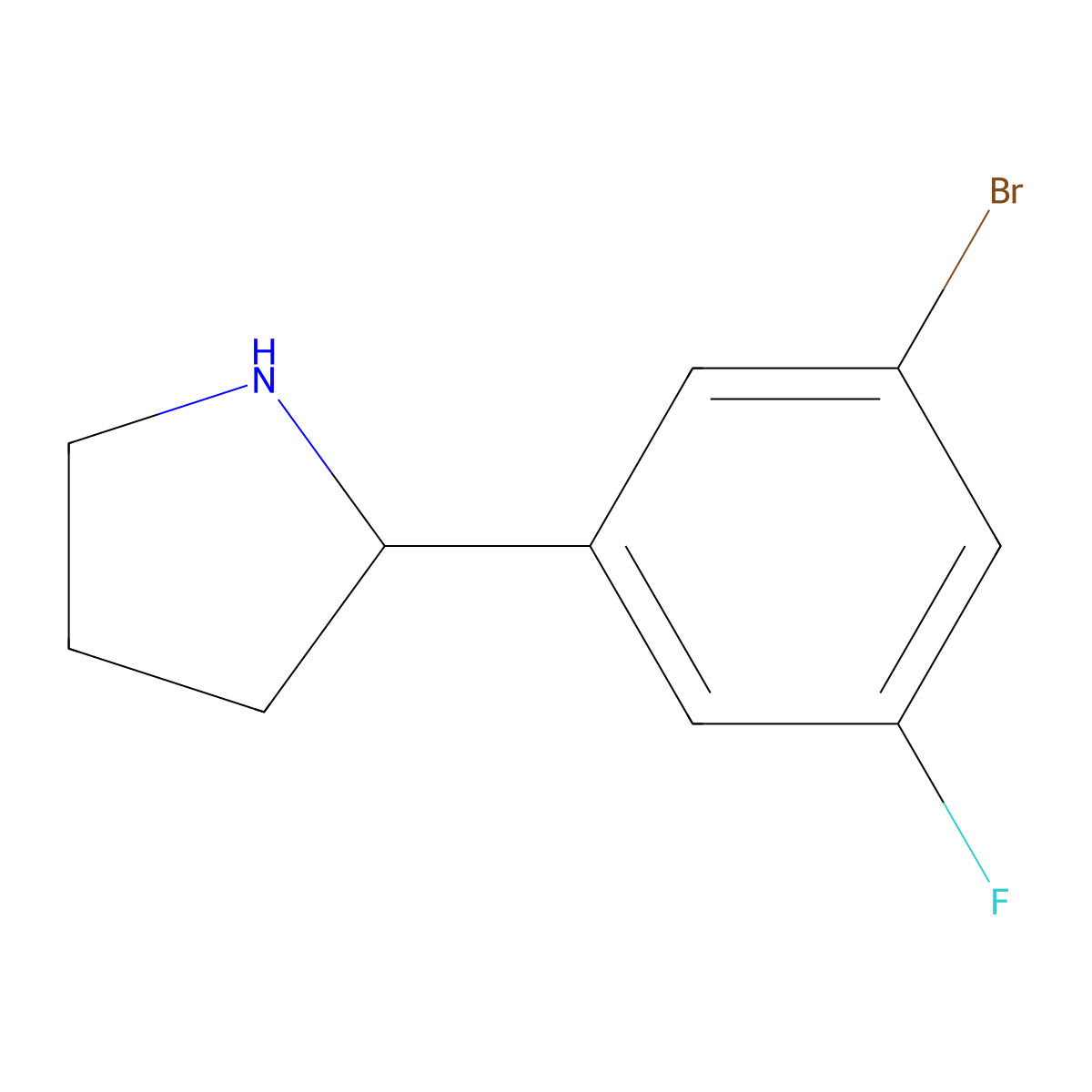 2-(3-Bromo-5-fluorophenyl)pyrrolidine molecular structure, CAS 1094510-56-1