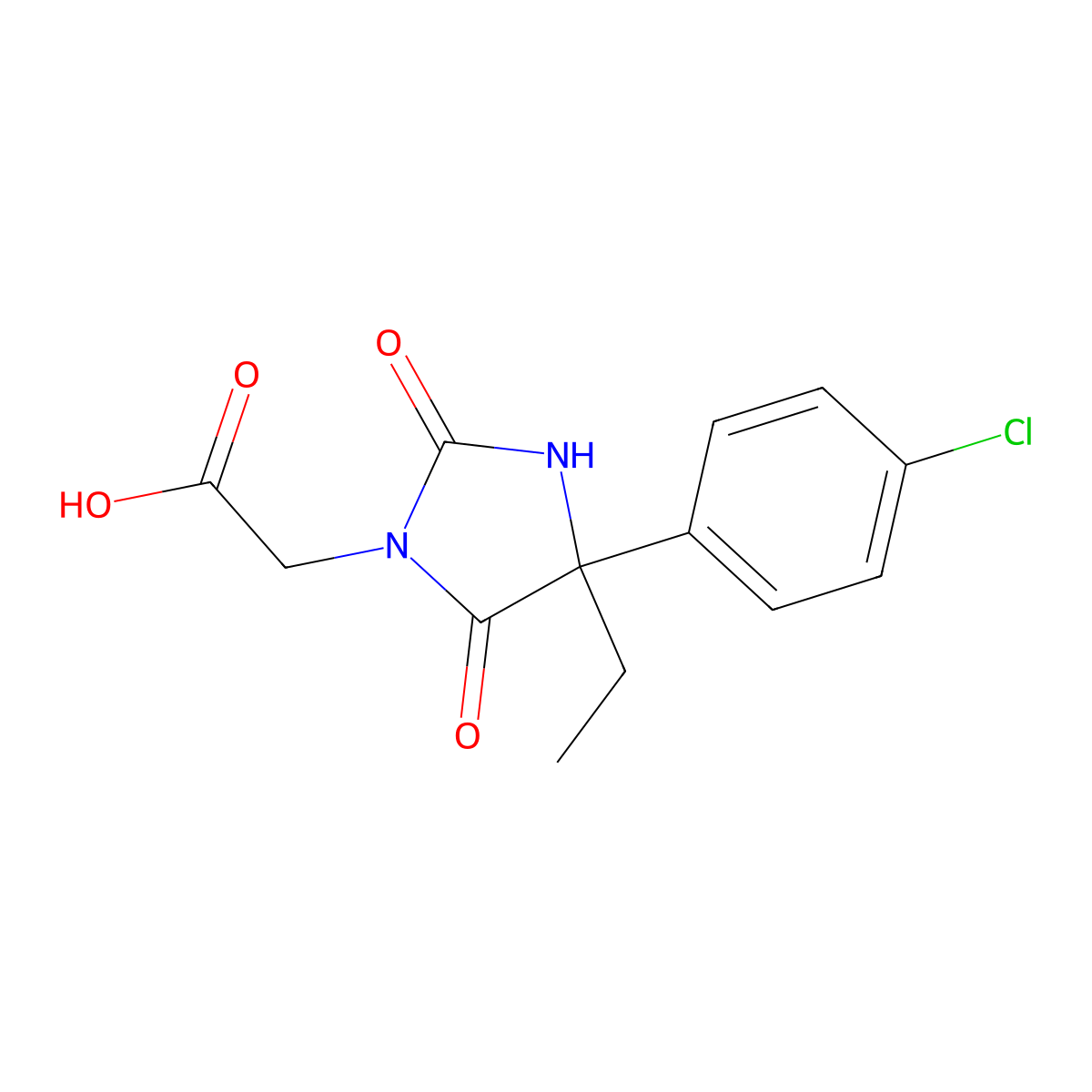 2-[4-(4-Chlorophenyl)-4-ethyl-2,5-dioxoimidazolidin-1-yl]acetic acid molecular structure, CAS 1094512-53-4