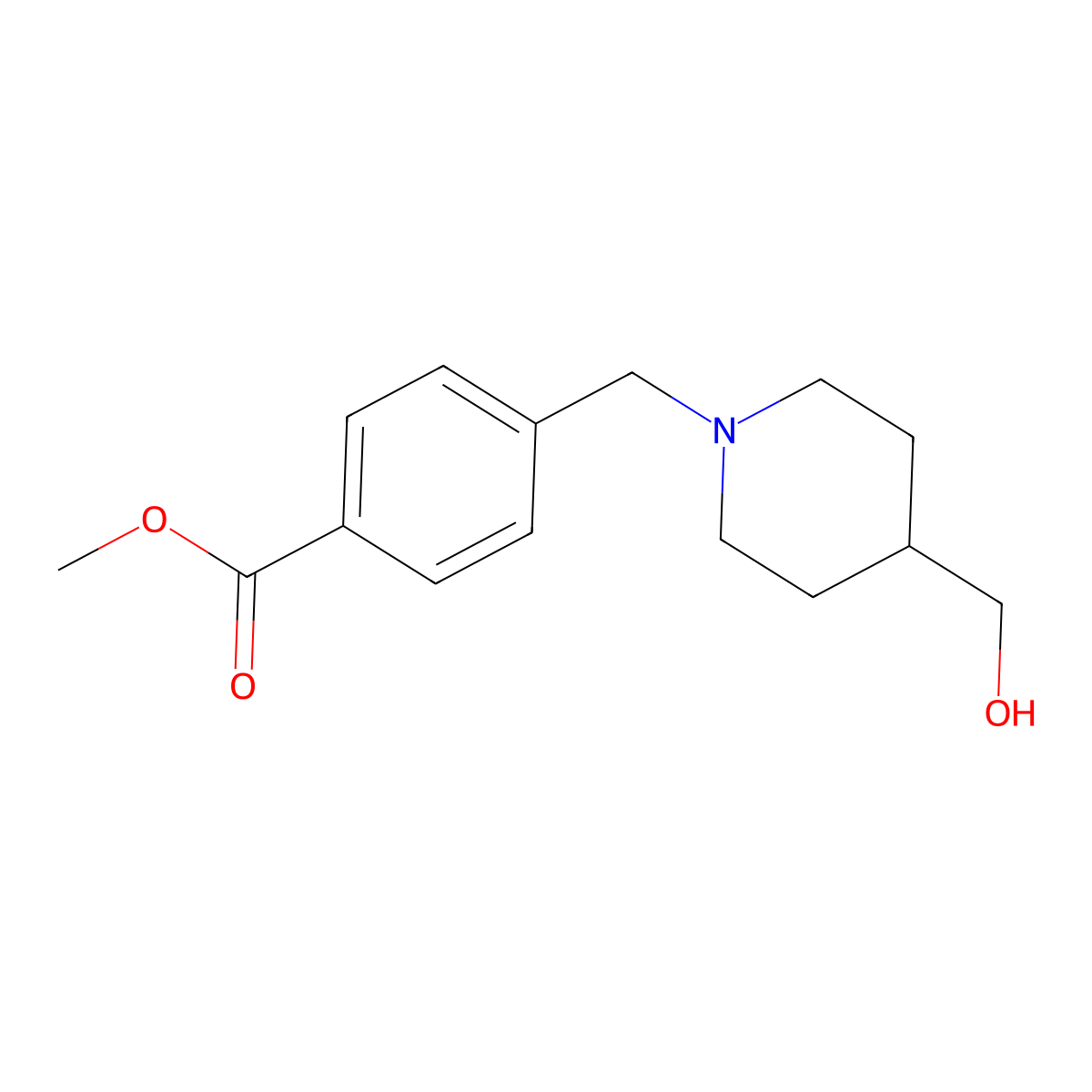 Methyl 4-{[4-(hydroxymethyl)piperidin-1-yl]methyl}benzoate molecular structure, CAS 1094514-18-7