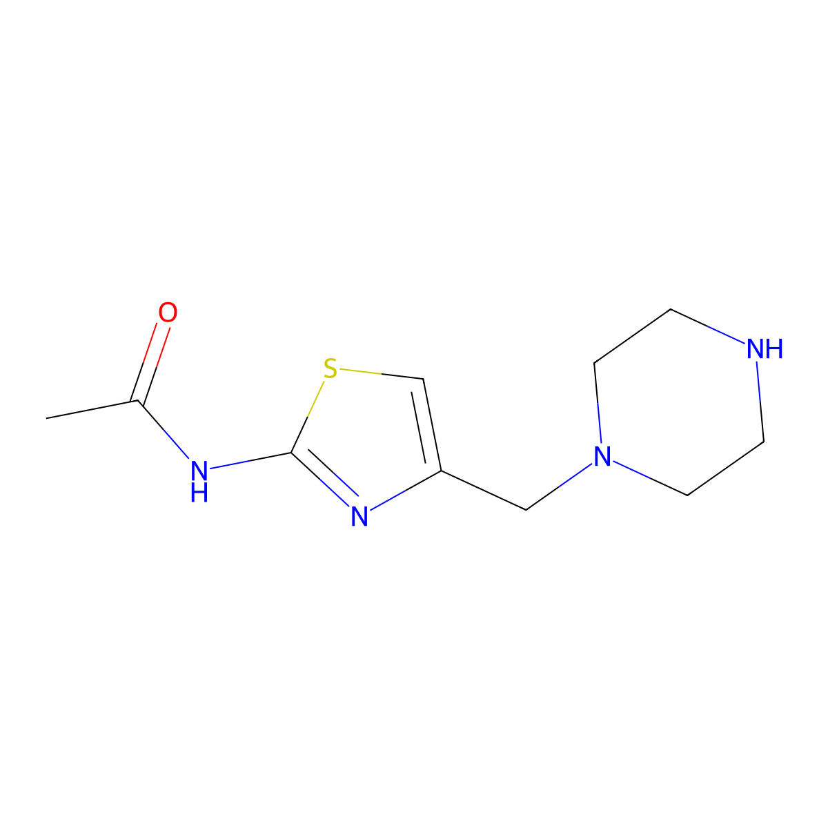 N-[4-(piperazin-1-ylmethyl)-1,3-thiazol-2-yl]acetamide molecular structure, CAS 1094516-31-0