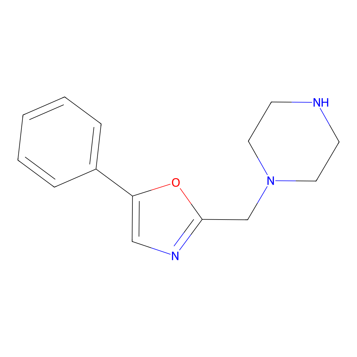 1-((5-Phenyl-1,3-oxazol-2-yl)methyl)piperazine molecular structure, CAS 1094516-37-6