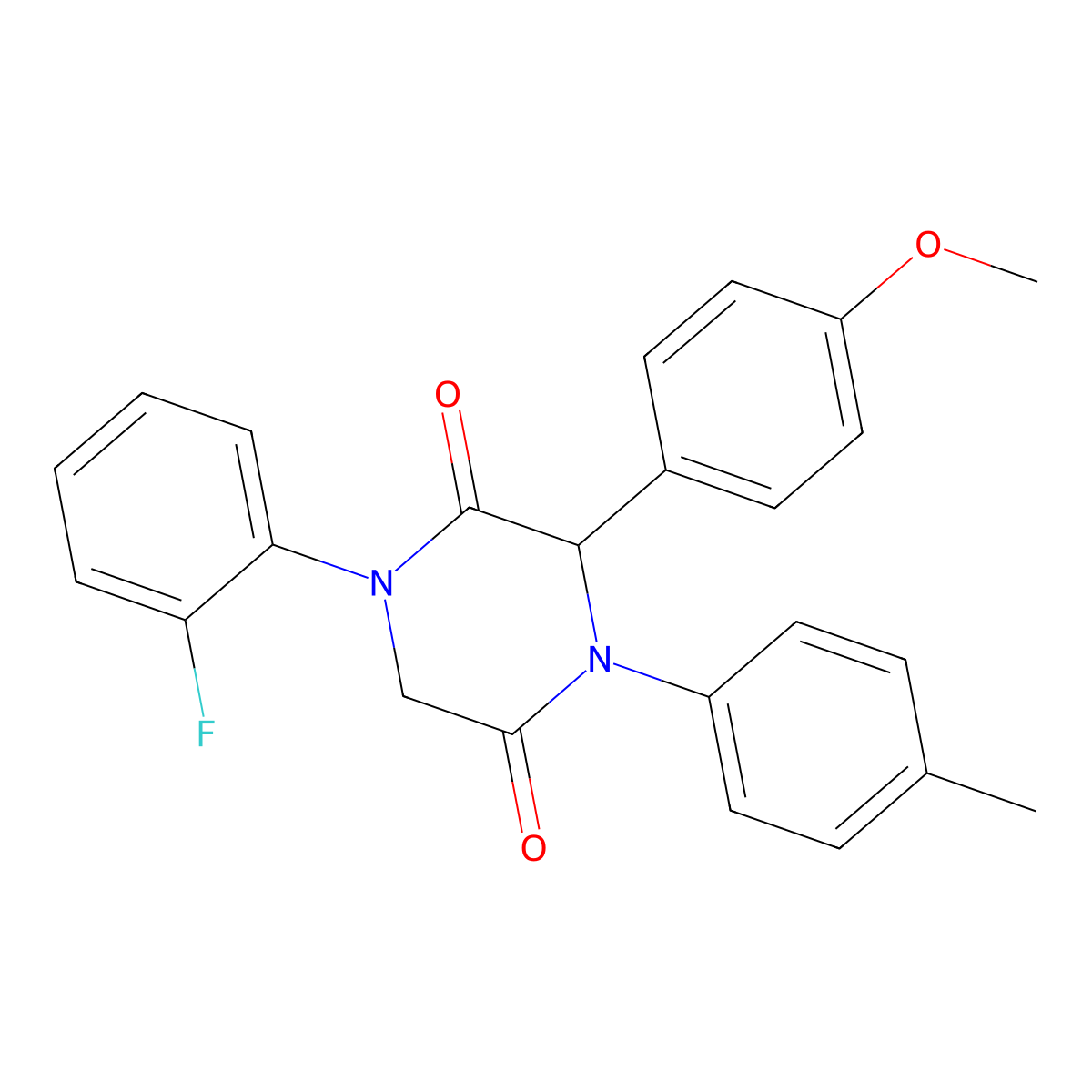 1-(2-Fluorophenyl)-3-(4-methoxyphenyl)-4-(4-methylphenyl)-2,5-piperazinedione molecular structure, CAS 1094518-93-0