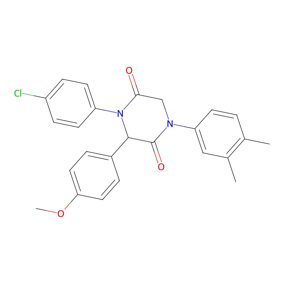 4-(4-Chlorophenyl)-1-(3,4-dimethylphenyl)-3-(4-methoxyphenyl)-2,5-piperazinedione molecular structure, CAS 1094519-17-1