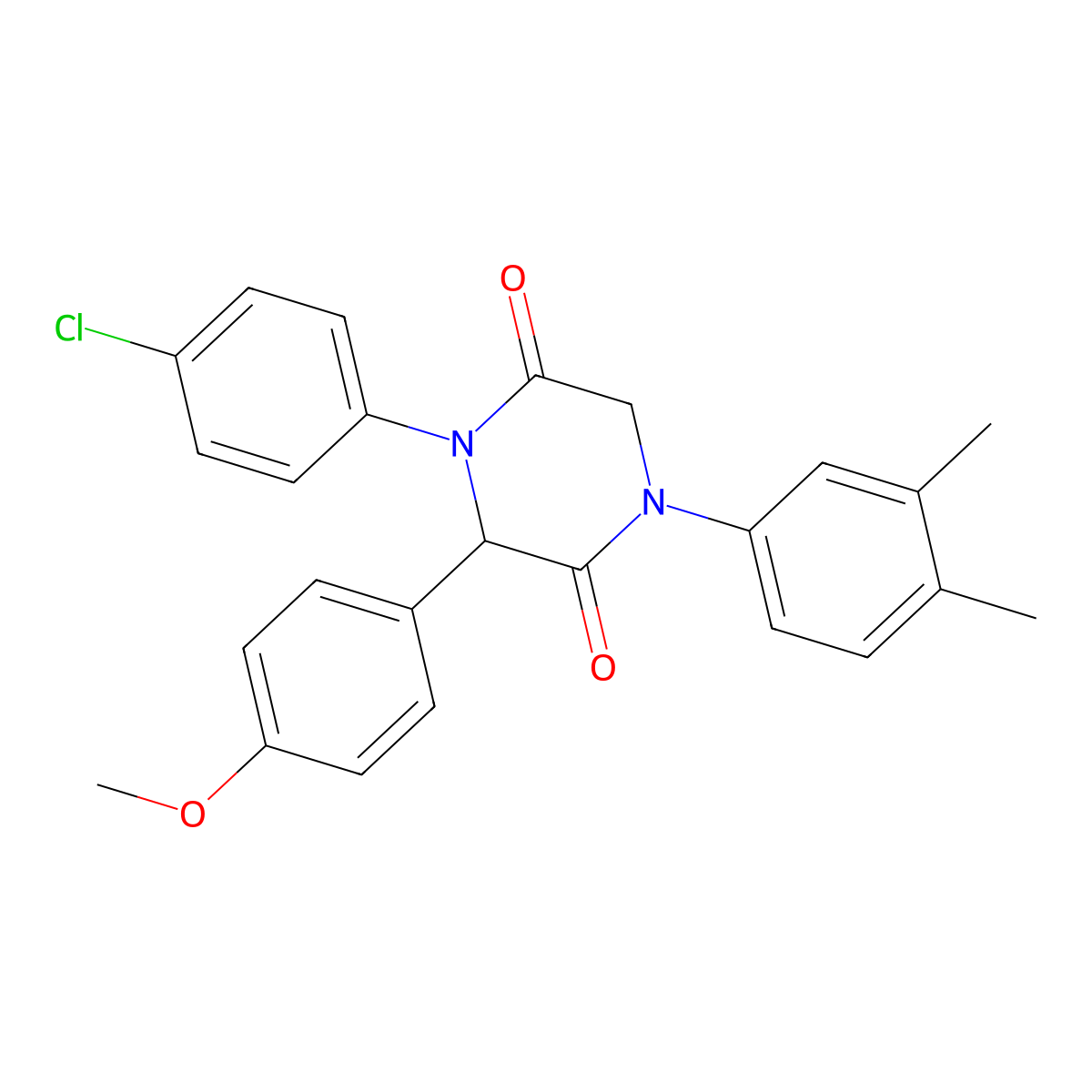 4-(4-Chlorophenyl)-1-(3,4-dimethylphenyl)-3-(4-methoxyphenyl)-2,5-piperazinedione molecular structure, CAS 1094519-17-1