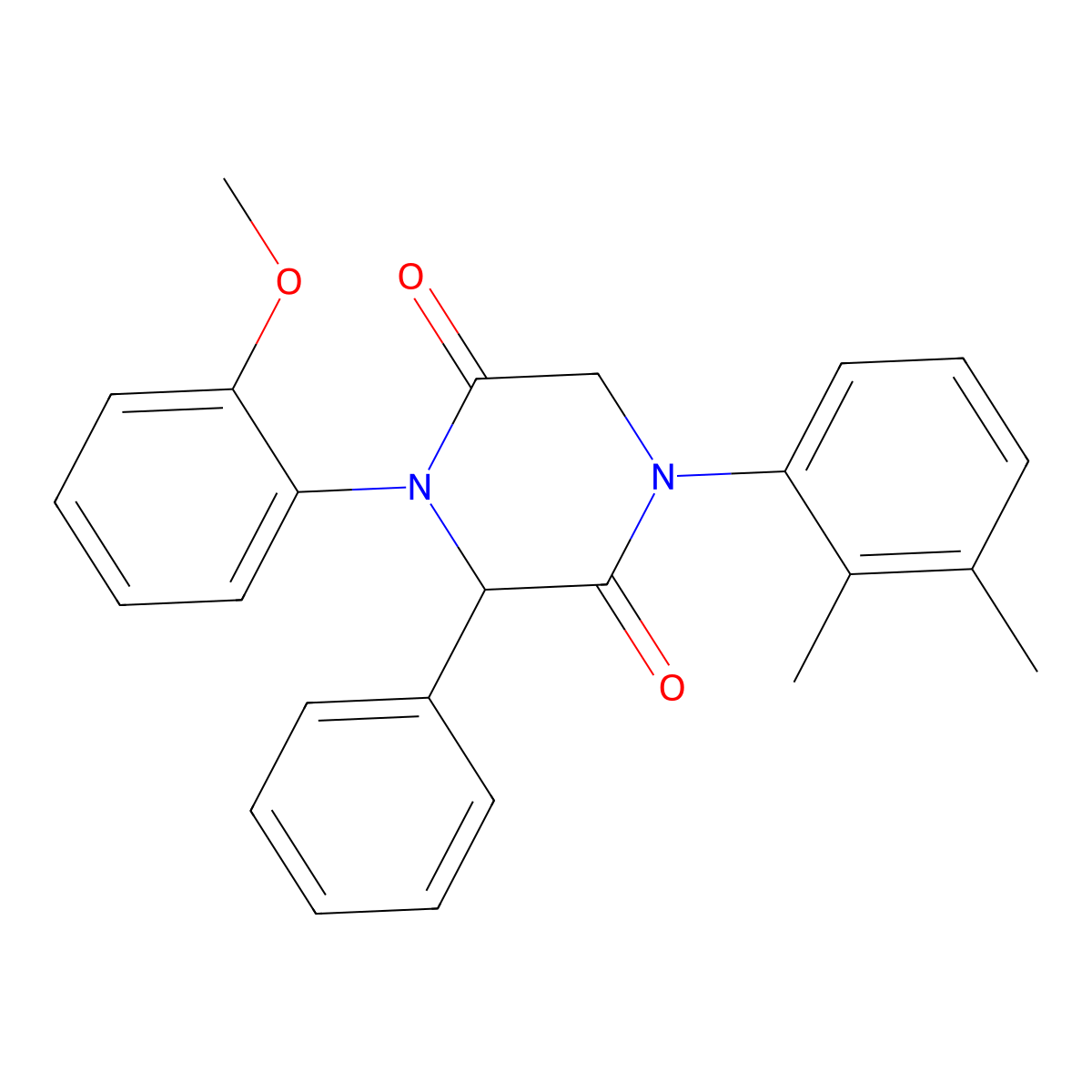 1-(2,3-Dimethylphenyl)-4-(2-methoxyphenyl)-3-phenyl-2,5-piperazinedione molecular structure, CAS 1094519-43-3