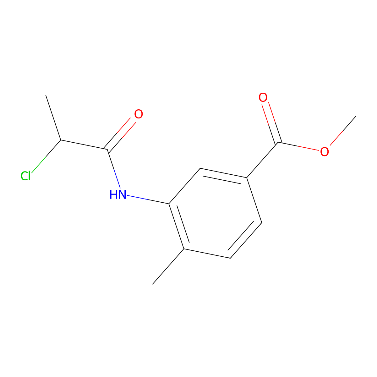 Methyl 3-(2-chloropropanamido)-4-methylbenzoate molecular structure, CAS 1094521-53-5