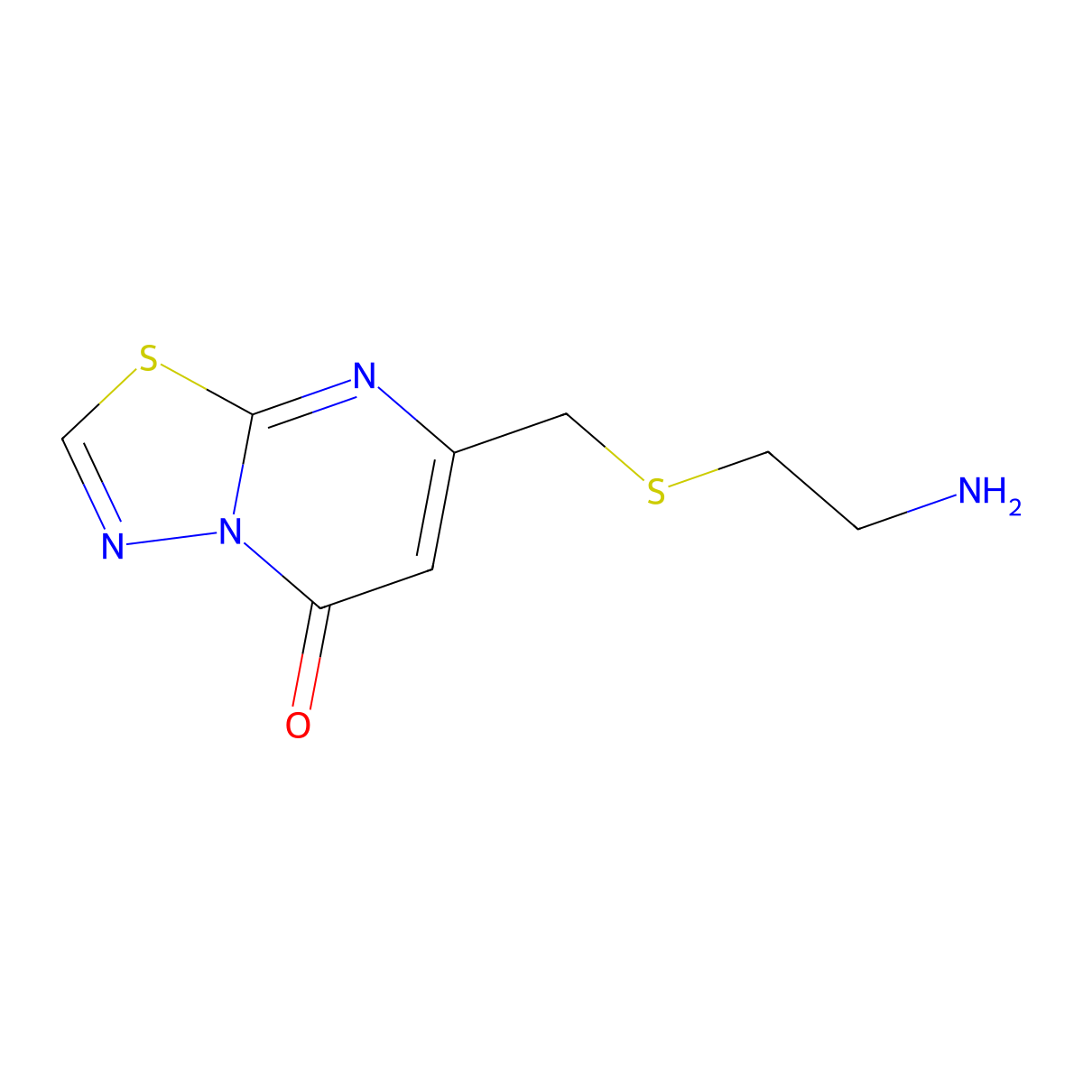 7-{[(2-aminoethyl)sulfanyl]methyl}-5H-[1,3,4]thiadiazolo[3,2-a]pyrimidin-5-one molecular structure, CAS 1094521-94-4