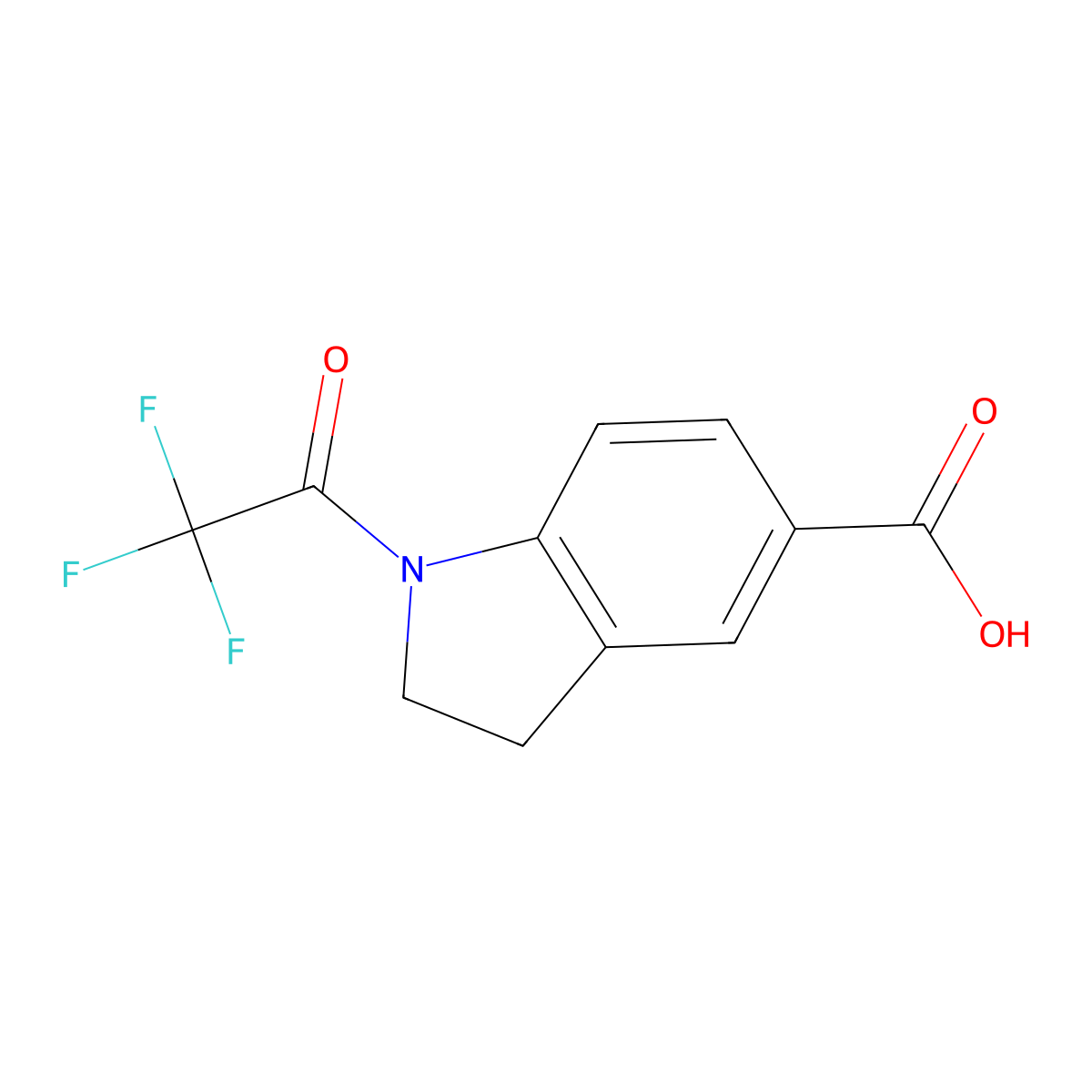1-(trifluoroacetyl)-2,3-dihydro-1H-indole-5-carboxylic acid molecular structure, CAS 1094527-76-0