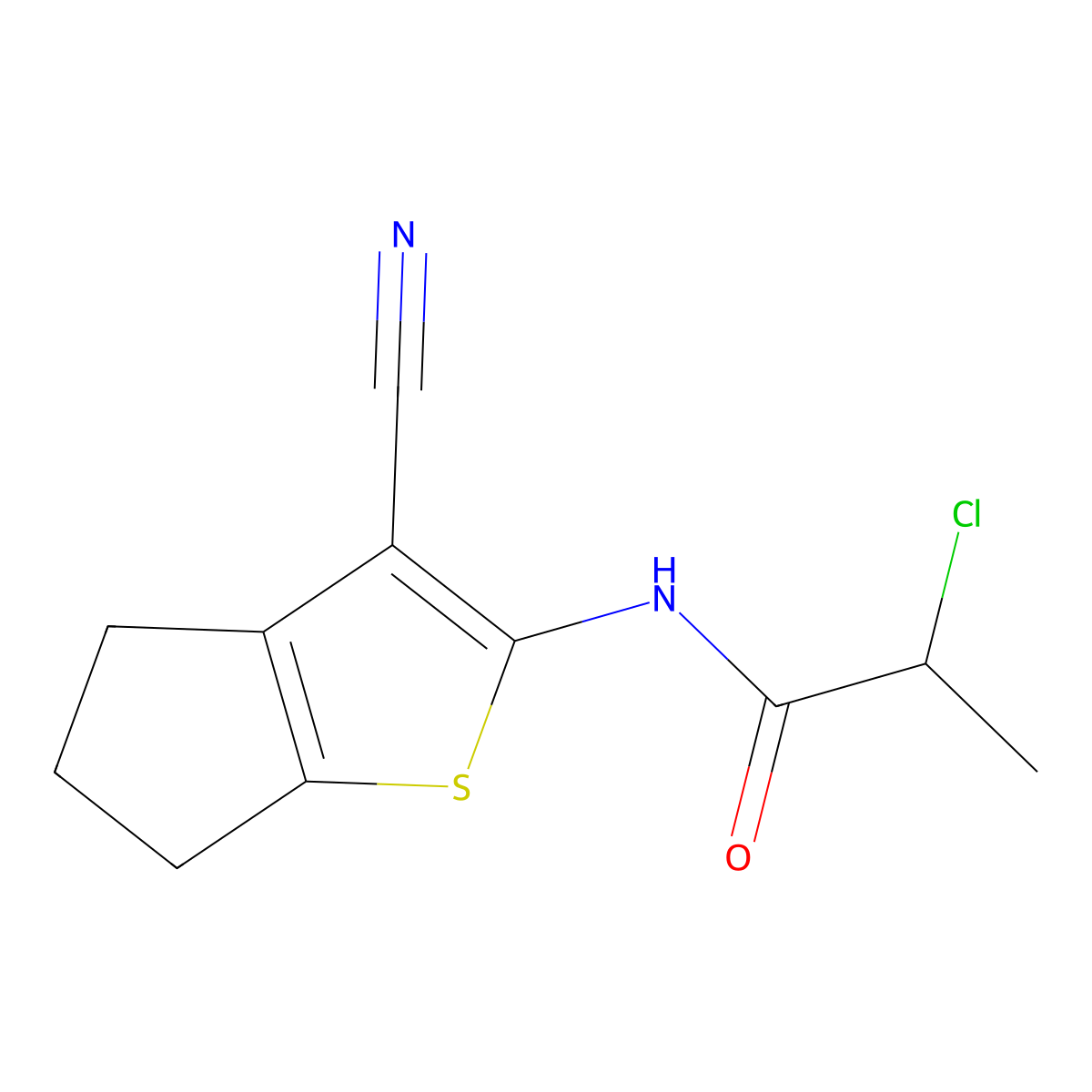 2-chloro-N-{3-cyano-4H,5H,6H-cyclopenta[b]thiophen-2-yl}propanamide molecular structure, CAS 1094533-46-6