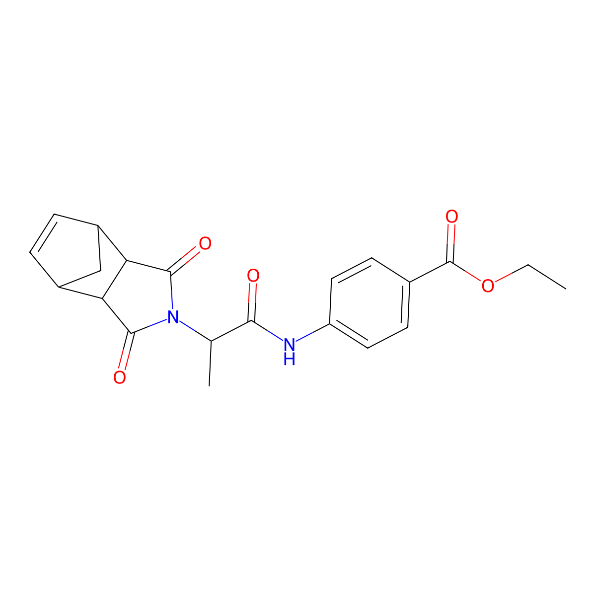 ethyl 4-{[2-(1,3-dioxo-1,3,3a,4,7,7a-hexahydro-2H-4,7-methanoisoindol-2-yl)propanoyl]amino}benzoate molecular structure, CAS 1094539-51-1