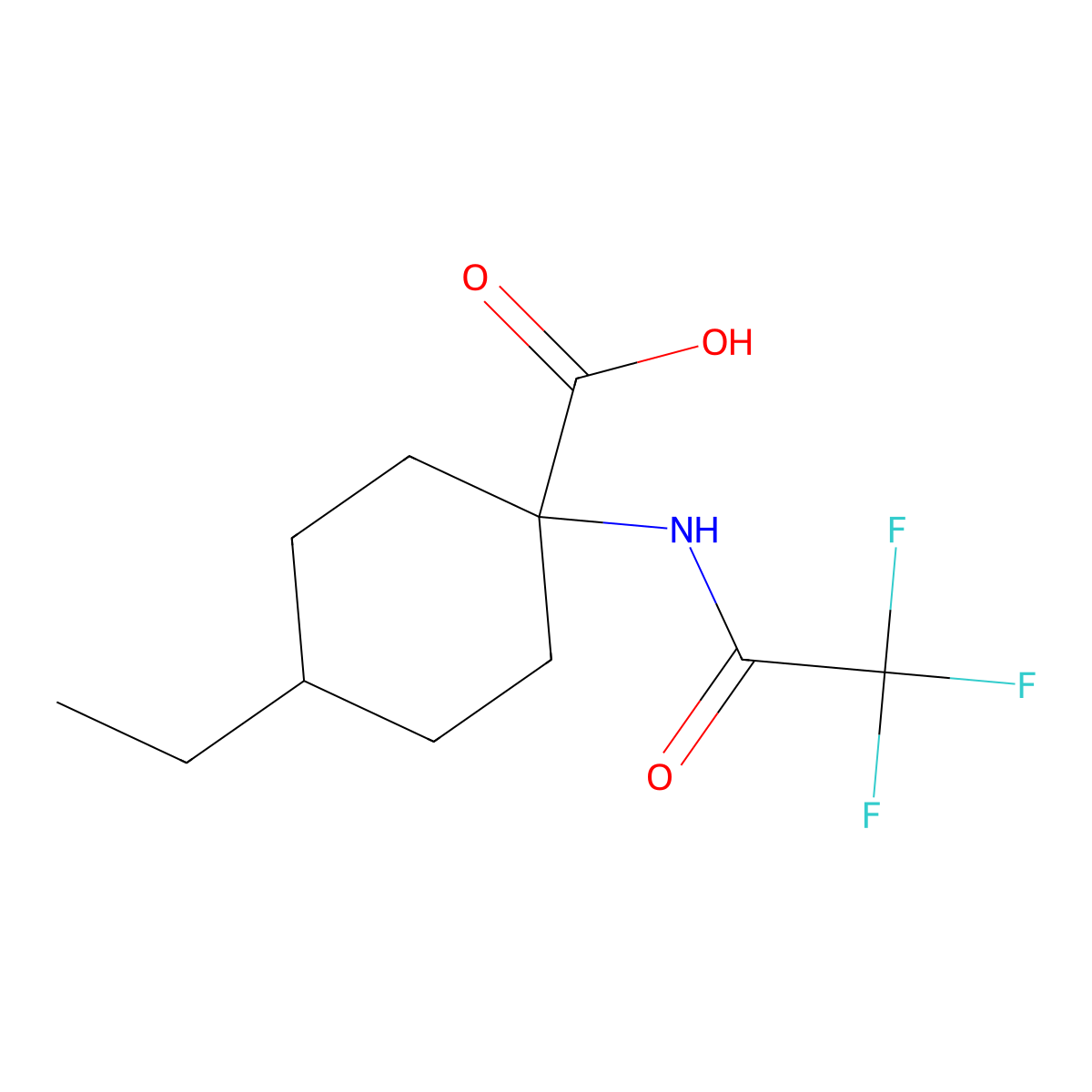 4-Ethyl-1-(trifluoroacetamido)cyclohexane-1-carboxylic acid molecular structure, CAS 1094539-66-8