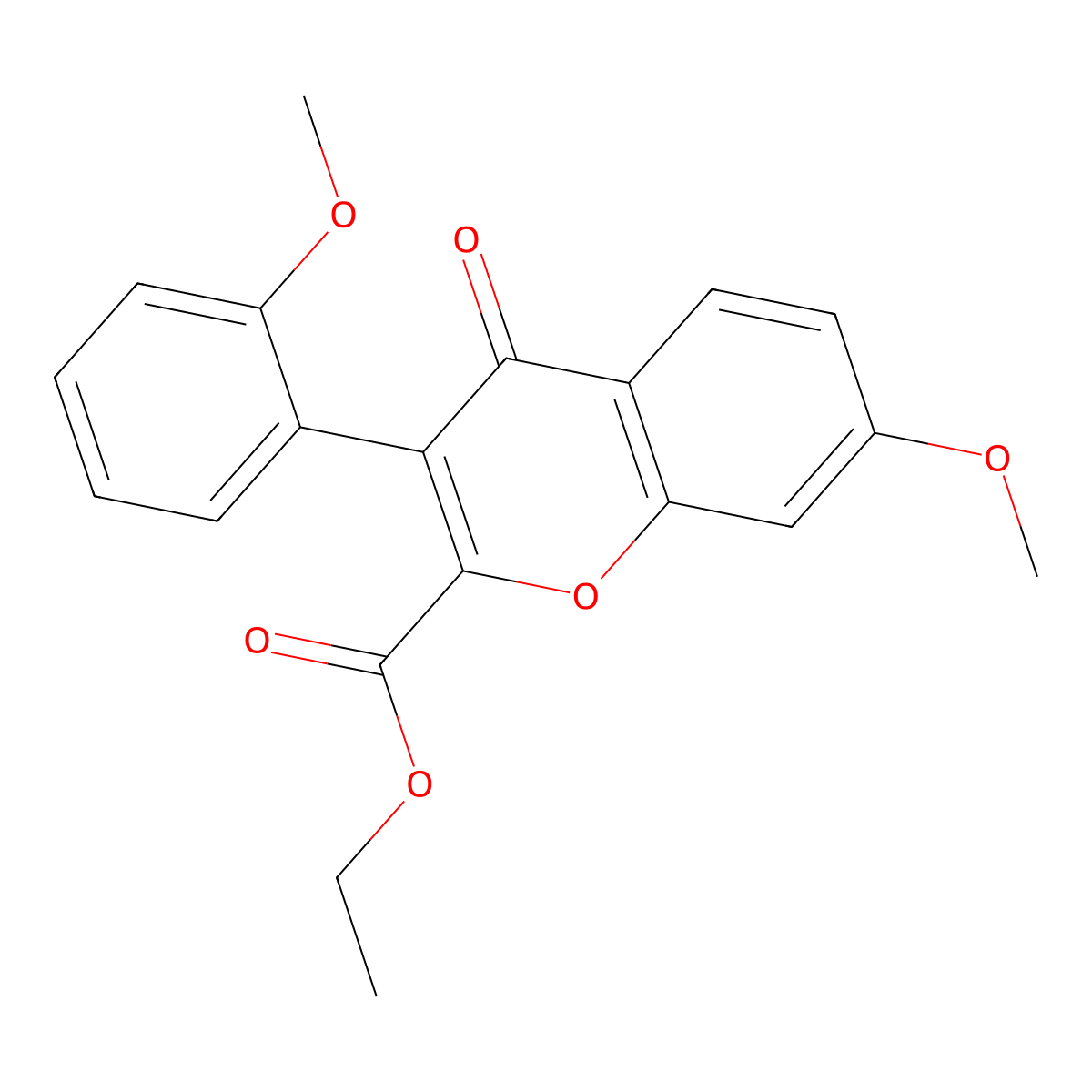 Ethyl 7-methoxy-3-(2-methoxyphenyl)-4-oxochromene-2-carboxylate molecular structure, CAS 109454-97-9