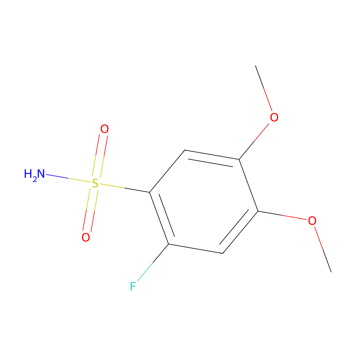 2-Fluoro-4,5-dimethoxybenzene-1-sulfonamide molecular structure, CAS 1094541-02-2