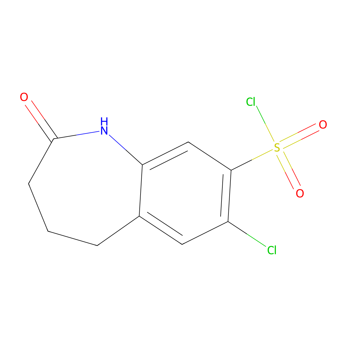 7-chloro-2-oxo-2,3,4,5-tetrahydro-1H-1-benzazepine-8-sulfonyl chloride molecular structure, CAS 1094543-97-1