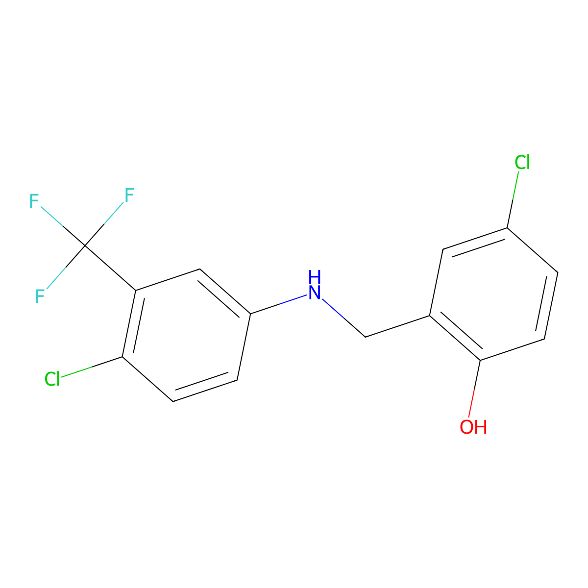 4-Chloro-2-({[4-chloro-3-(trifluoromethyl)phenyl]amino}methyl)phenol molecular structure, CAS 1094548-25-0