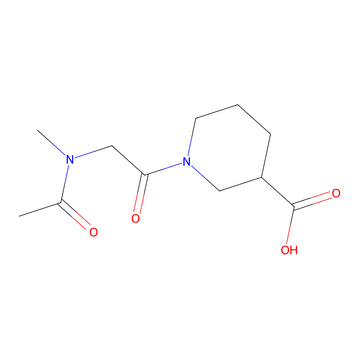 1-[2-(N-methylacetamido)acetyl]piperidine-3-carboxylic acid molecular structure, CAS 1094550-06-7