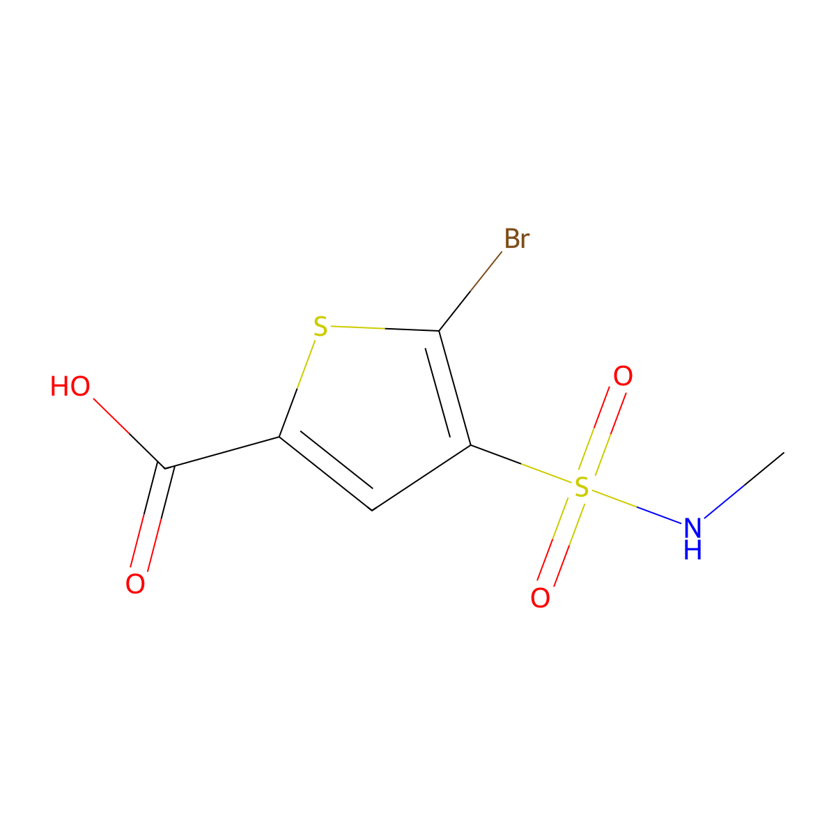 5-Bromo-4-(methylsulfamoyl)thiophene-2-carboxylic acid molecular structure, CAS 1094550-30-7