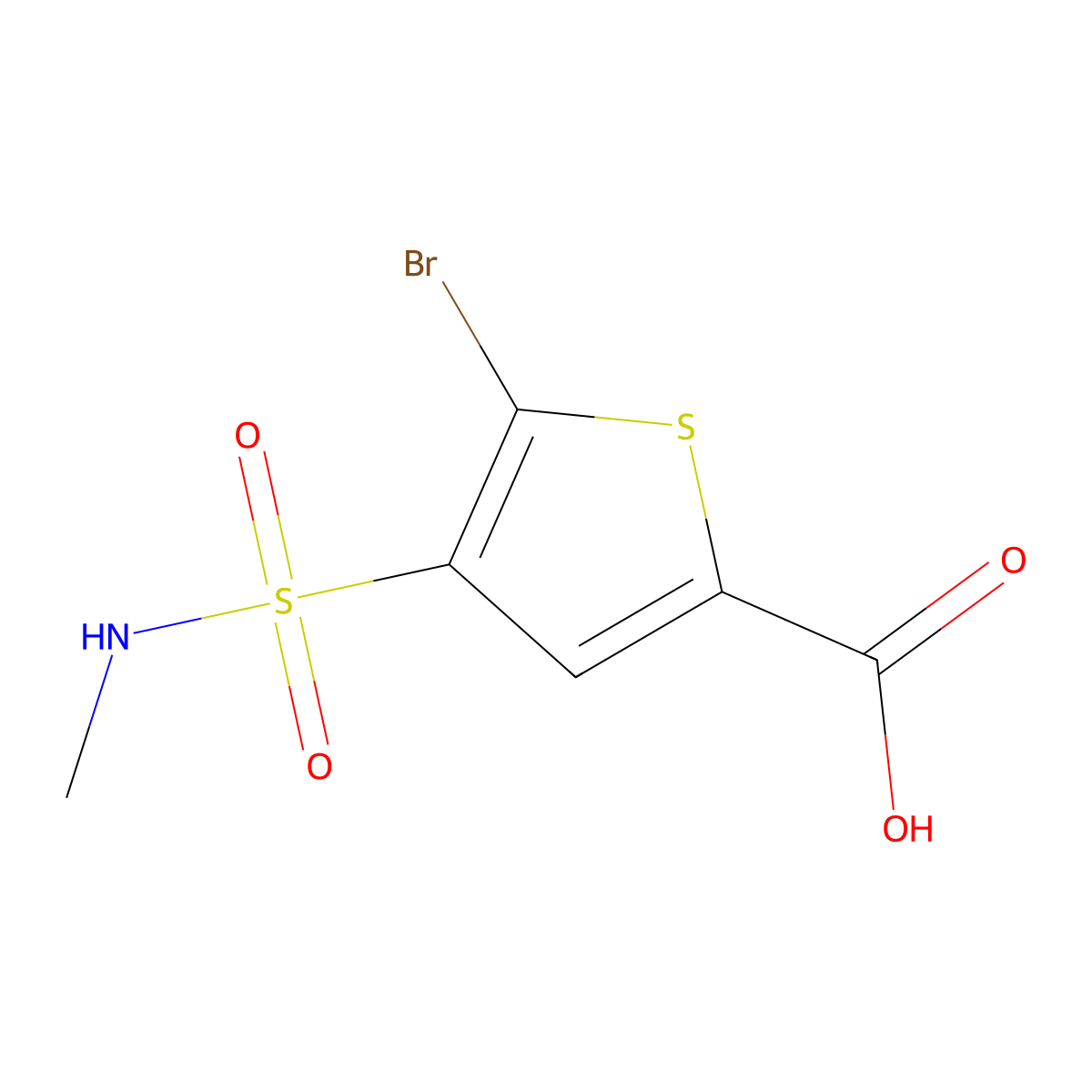 5-Bromo-4-(methylsulfamoyl)thiophene-2-carboxylic acid molecular structure, CAS 1094550-30-7