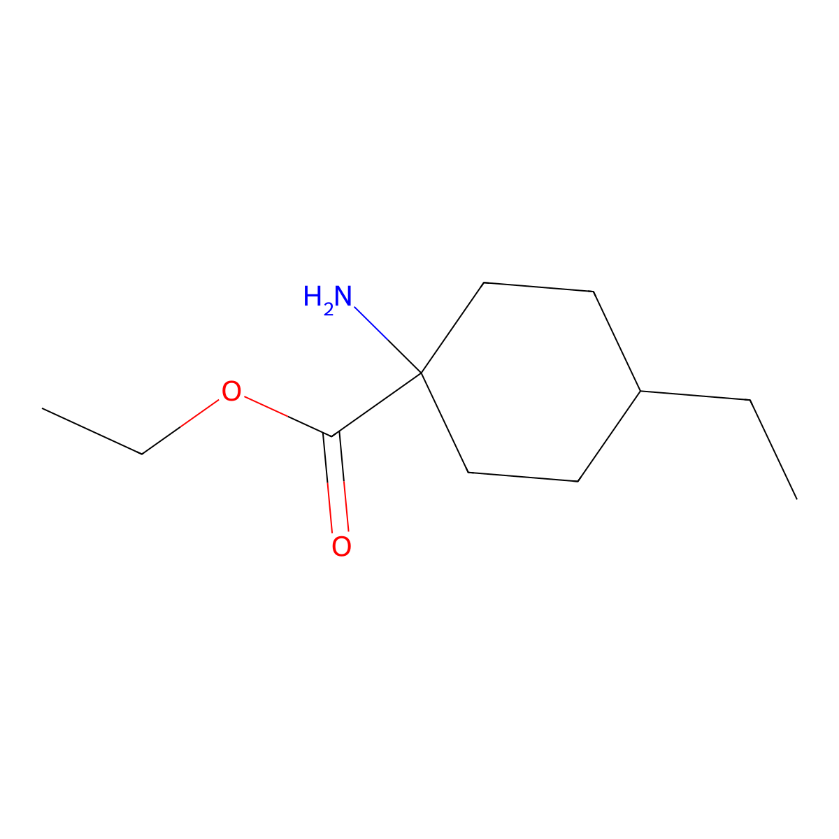 Ethyl 1-amino-4-ethylcyclohexane-1-carboxylate molecular structure, CAS 1094555-75-5