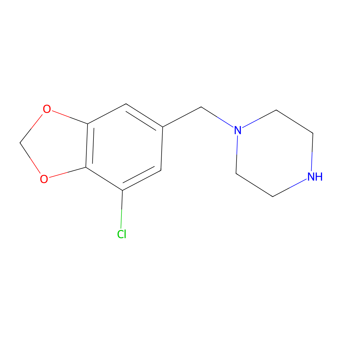 1-[(7-Chloro-1,3-dioxaindan-5-yl)methyl]piperazine molecular structure, CAS 1094558-26-5