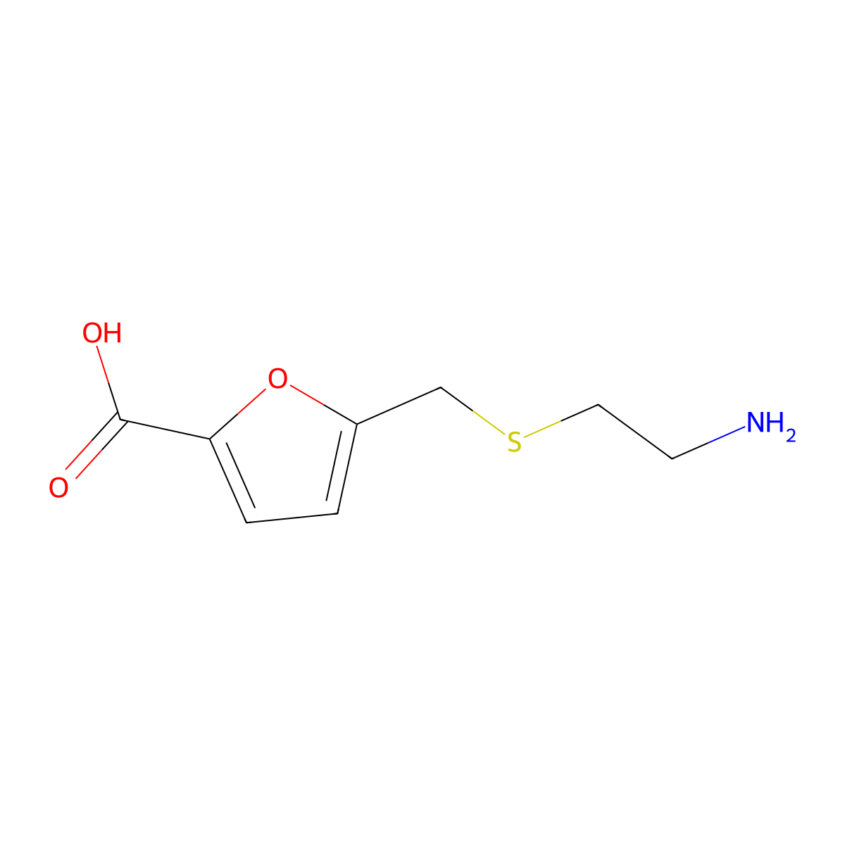 5-{[(2-Aminoethyl)sulfanyl]methyl}furan-2-carboxylic acid molecular structure, CAS 1094560-55-0