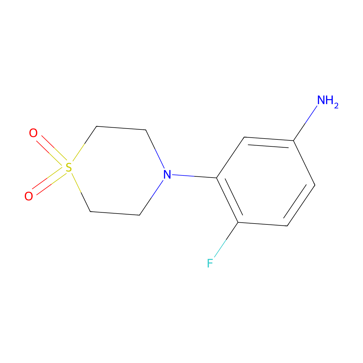 4-(5-Amino-2-fluorophenyl)-1lambda6-thiomorpholine-1,1-dione molecular structure, CAS 1094562-12-5