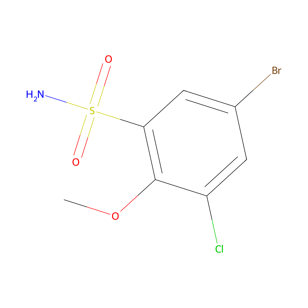 5-Bromo-3-chloro-2-methoxybenzene-1-sulfonamide molecular structure, CAS 1094562-60-3
