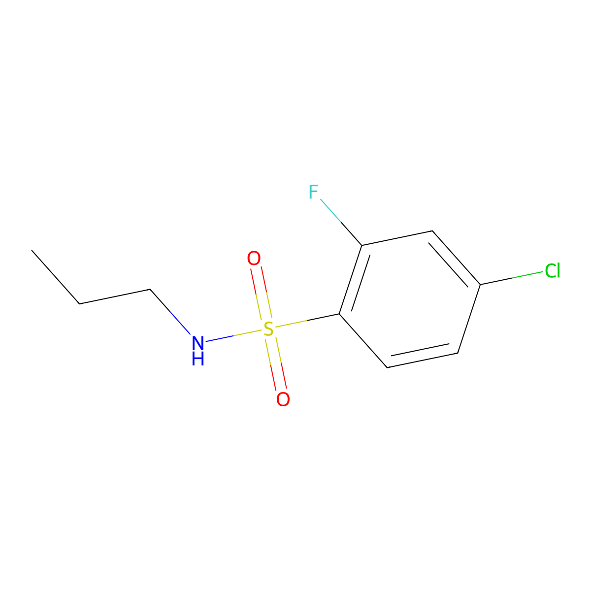 4-chloro-2-fluoro-N-propylbenzene-1-sulfonamide molecular structure, CAS 1094563-55-9