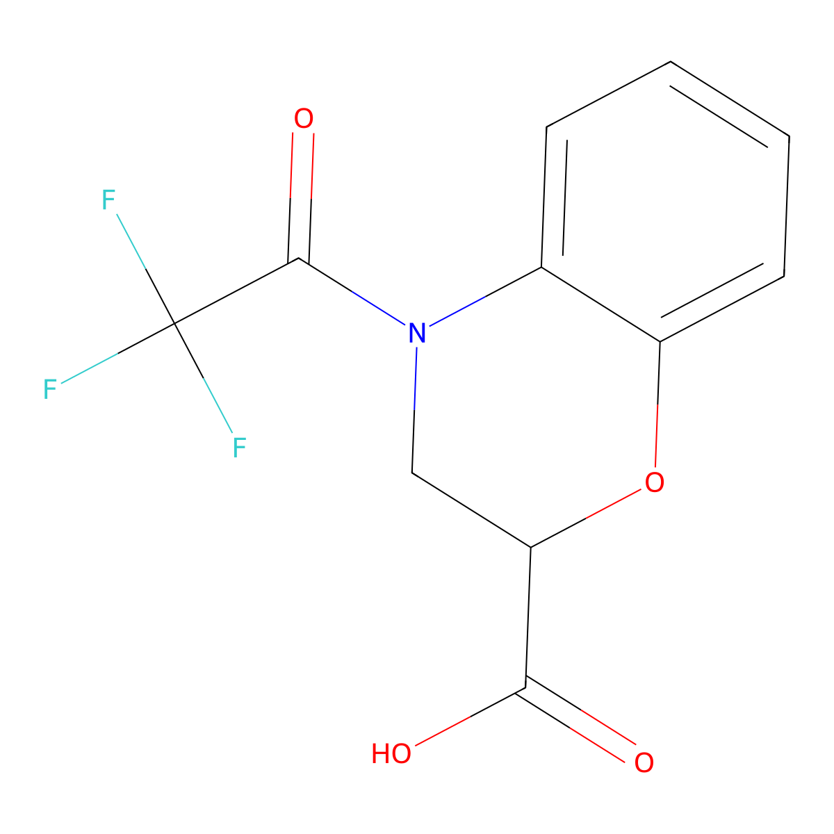 4-(trifluoroacetyl)-3,4-dihydro-2H-1,4-benzoxazine-2-carboxylic acid molecular structure, CAS 1094565-67-9
