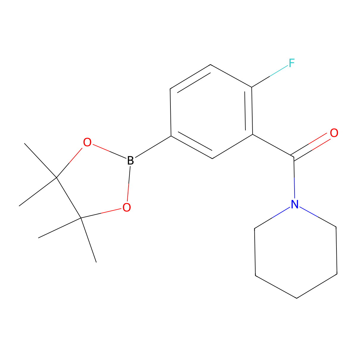 1-{[2-Fluoro-5-(tetramethyl-1,3,2-dioxaborolan-2-yl)phenyl]carbonyl}piperidine molecular structure, CAS 1094568-38-3